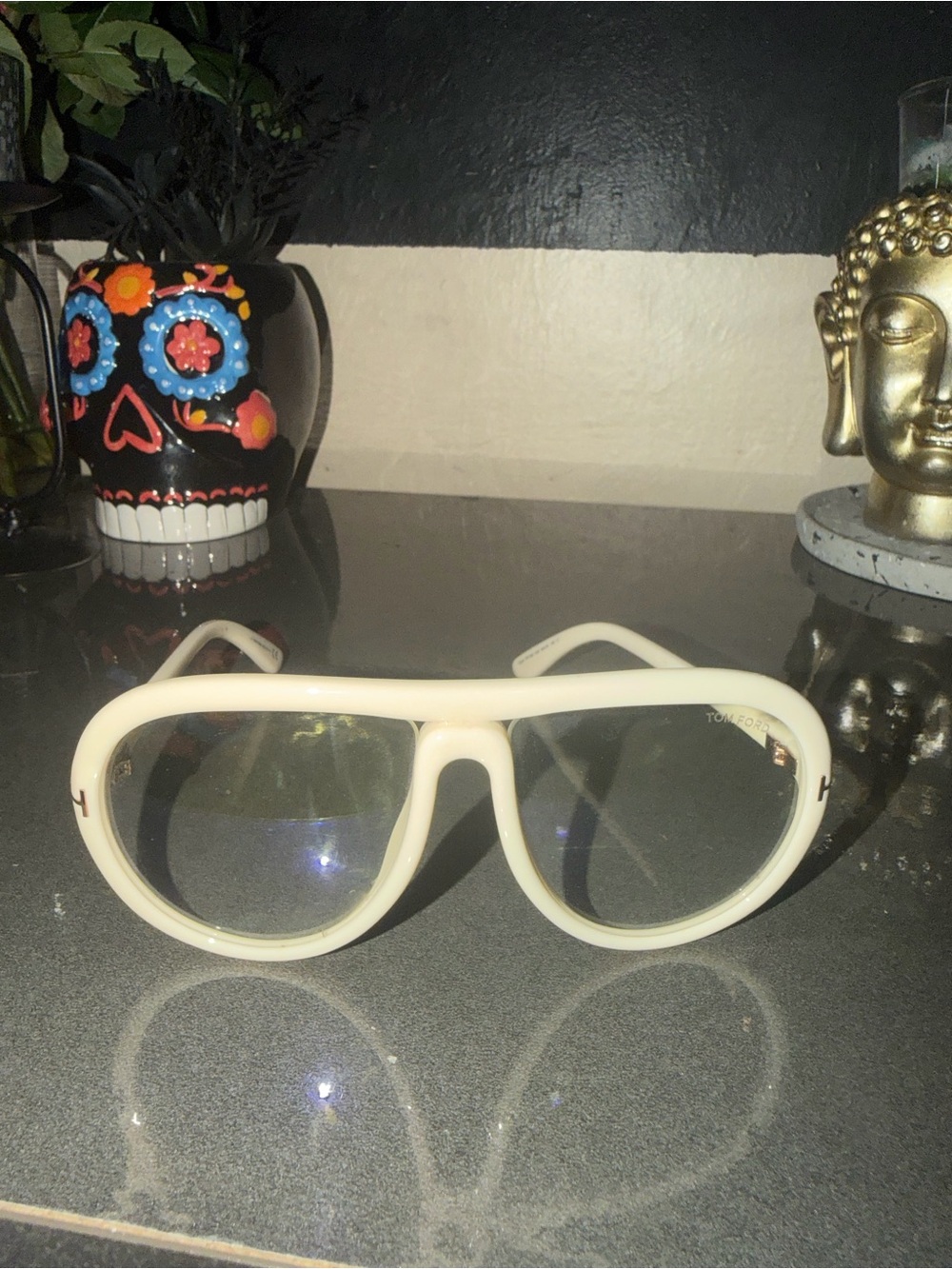 Tom Ford Cream Aviator Sunglasses
